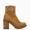 FREE LANCE Paris Boot biker à boucle - Justy 90 - Cuir velours - Biscuit Cheap