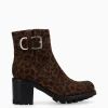 FREE LANCE Paris Boot biker à boucle - Justy 70 - Cuir velours - Léopard Shop