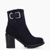 FREE LANCE Paris Boot biker à boucle - Justy 90 - Cuir velours - Marine Flash Sale