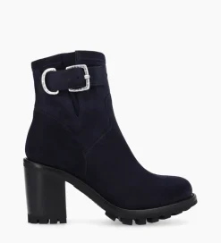 FREE LANCE Paris Boot biker à boucle - Justy 90 - Cuir velours - Marine Flash Sale
