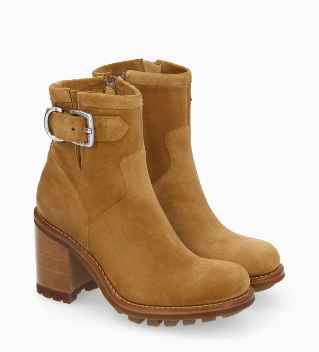 FREE LANCE Paris Boot biker à boucle - Justy 90 - Cuir velours - Biscuit Cheap