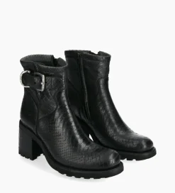 FREE LANCE Paris Boot biker à boucle - Justy 70 - Cuir lavé embossé python - Noir Cheap