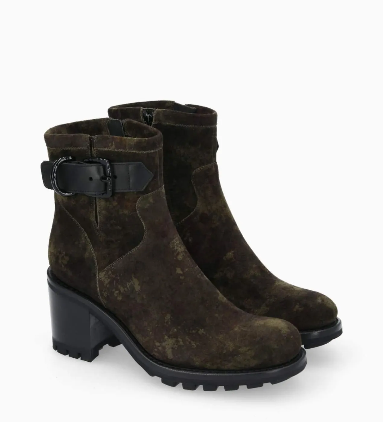 FREE LANCE Paris Boot biker à boucle - Justy 70 - Cuir velours - Camouflage Cheap