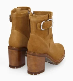FREE LANCE Paris Boot biker à boucle - Justy 90 - Cuir velours - Biscuit Cheap