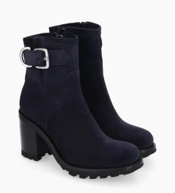 FREE LANCE Paris Boot biker à boucle - Justy 90 - Cuir velours - Marine Flash Sale