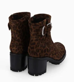 FREE LANCE Paris Boot biker à boucle - Justy 70 - Cuir velours - Léopard Shop
