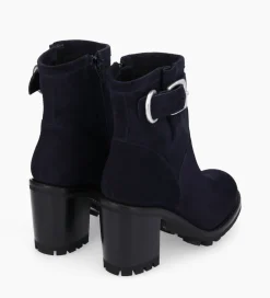 FREE LANCE Paris Boot biker à boucle - Justy 90 - Cuir velours - Marine Flash Sale