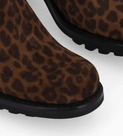 FREE LANCE Paris Boot biker à boucle - Justy 70 - Cuir velours - Léopard Shop