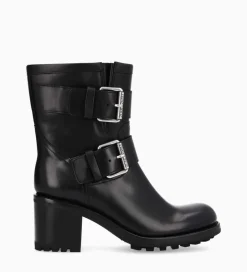 FREE LANCE Paris Boot biker à double boucle - Biker 70 - Cuir lisse - Noir Online