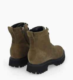 FREE LANCE Paris Boot ranger à zip - Gisèle - Cuir velours - Kaki New
