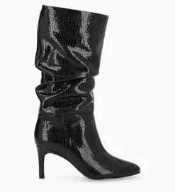 FREE LANCE Paris Botte à talon - Céleste 65 - Cuir imprimé serpent verni - Noir Fashion