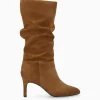 FREE LANCE Paris Botte à talon - Céleste 65 - Cuir velours - Brun Discount