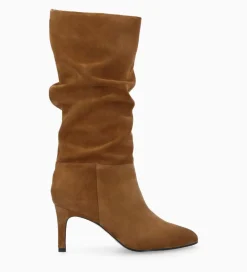 FREE LANCE Paris Botte à talon - Céleste 65 - Cuir velours - Brun Discount