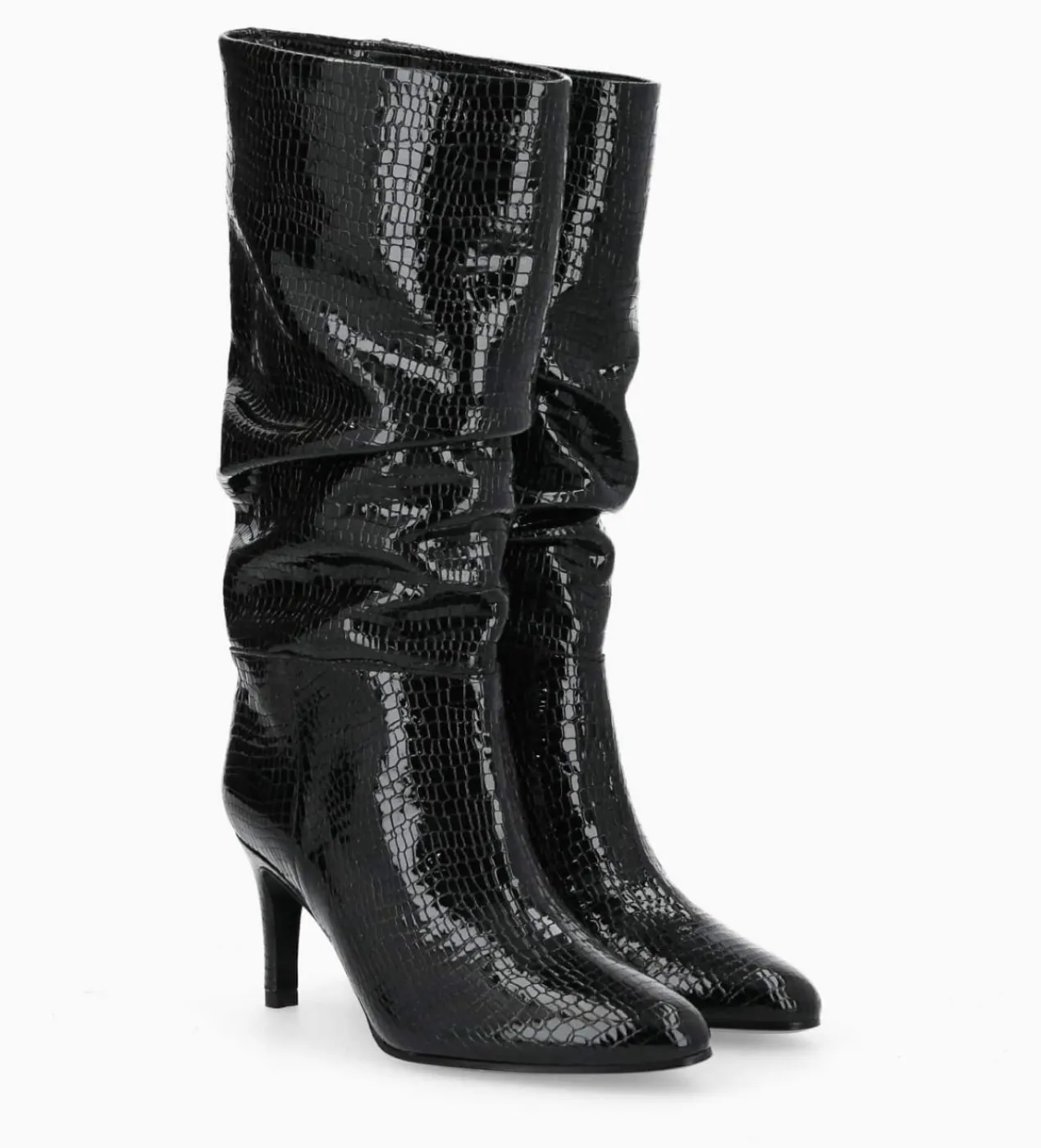 FREE LANCE Paris Botte à talon - Céleste 65 - Cuir imprimé serpent verni - Noir Fashion