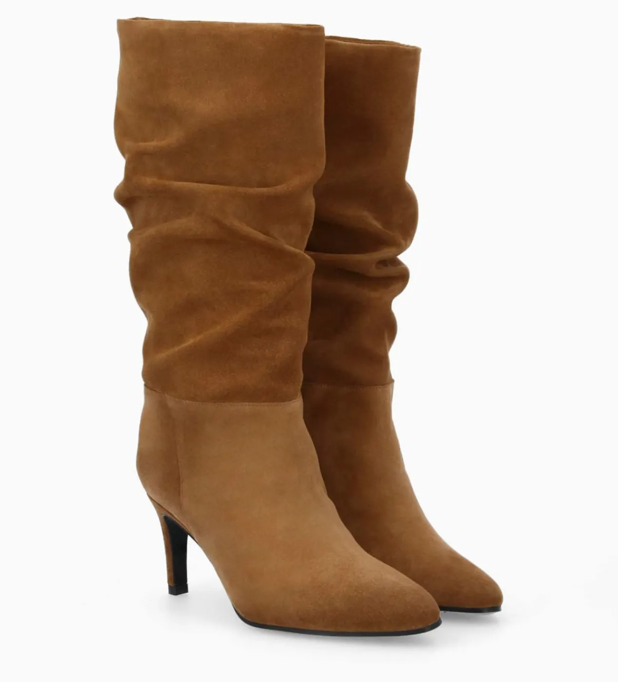FREE LANCE Paris Botte à talon - Céleste 65 - Cuir velours - Brun Discount