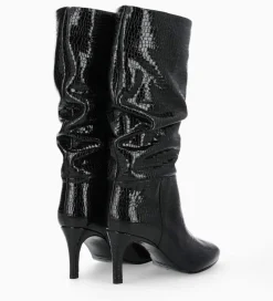 FREE LANCE Paris Botte à talon - Céleste 65 - Cuir imprimé serpent verni - Noir Fashion