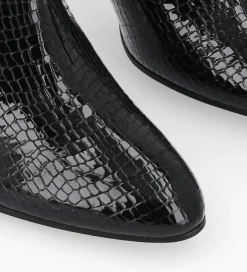 FREE LANCE Paris Botte à talon - Céleste 65 - Cuir imprimé serpent verni - Noir Fashion