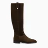 FREE LANCE Paris Botte à talon plat - Joan - Cuir velours - Marron foncé Marronfoncé Best Sale
