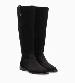 FREE LANCE Paris Botte à talon plat - Joan - Cuir velours - Noir Shop