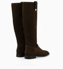 FREE LANCE Paris Botte à talon plat - Joan - Cuir velours - Marron foncé Marronfoncé Best Sale