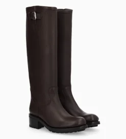 FREE LANCE Paris Botte biker à boucle - Biker 40 - Cuir grainé - Marron foncé Marronfoncé New