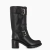 FREE LANCE Paris Botte biker à double boucle biker - Biker 70 - Cuir lisse - Noir Outlet