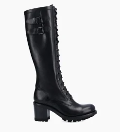 FREE LANCE Paris Botte biker lacée à boucle - Justy 70 - Cuir lisse - Noir Outlet