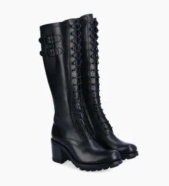 FREE LANCE Paris Botte biker lacée à boucle - Justy 70 - Cuir lisse - Noir Outlet