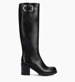 FREE LANCE Paris Botte biker zippée à boucle - Justy 70 - Cuir lisse - Noir Discount