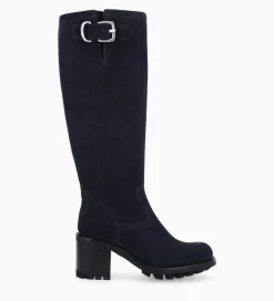 FREE LANCE Paris Botte biker zippée à boucle - Justy 70 - Cuir velours - Marine Clearance