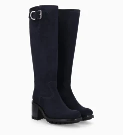 FREE LANCE Paris Botte biker zippée à boucle - Justy 70 - Cuir velours - Marine Clearance
