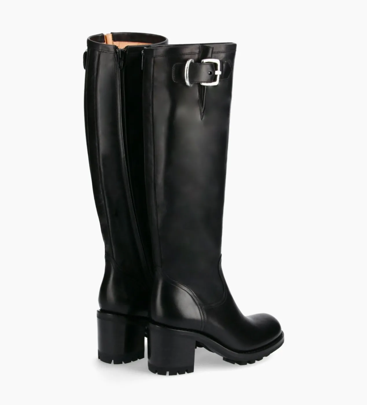 FREE LANCE Paris Botte biker zippée à boucle - Justy 70 - Cuir lisse - Noir Discount