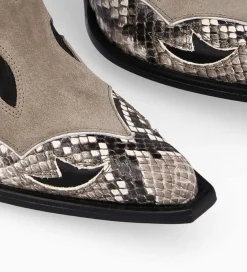 FREE LANCE Paris Botte western à talon - Annie 80 - Cuir de veau/Velours/Nappa/Serpent - Noir/Beige/Taupe Cheap