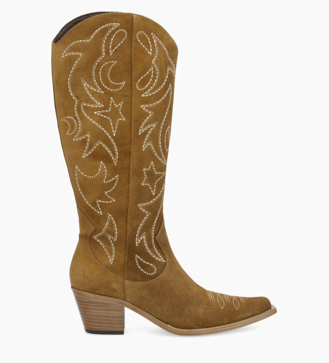 FREE LANCE Paris Botte western brodée à talon - Ruby 50 - Cuir velours - Sienna Fashion