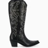 FREE LANCE Paris Botte western brodée à talon - Ruby 50 - Cuir de veau lisse brillant - Noir Clearance