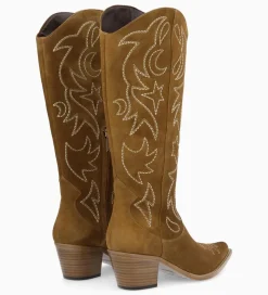 FREE LANCE Paris Botte western brodée à talon - Ruby 50 - Cuir velours - Sienna Fashion
