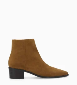 FREE LANCE Paris Bottine à talon à zip - Megan 50 - Cuir velours - Tabac Best