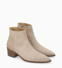 FREE LANCE Paris Bottine à talon à zip - Megan 50 - Cuir velours - Taupe Flash Sale