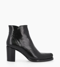 FREE LANCE Paris Bottine à talon à zip - Paddy 70 - Cuir imprimé serpent - Noir Sale