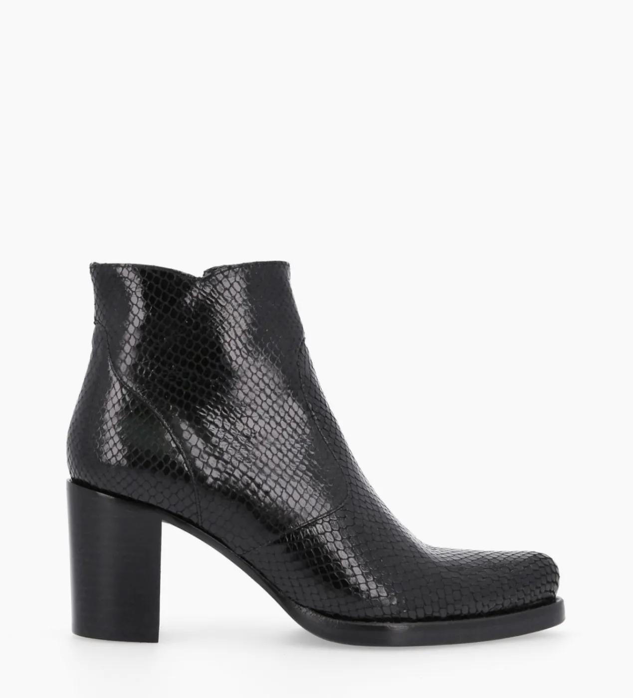 FREE LANCE Paris Bottine à talon à zip - Paddy 70 - Cuir imprimé serpent - Noir Sale