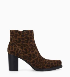FREE LANCE Paris Bottine à talon à zip - Paddy 70 - Cuir velours - Léopard Cheap