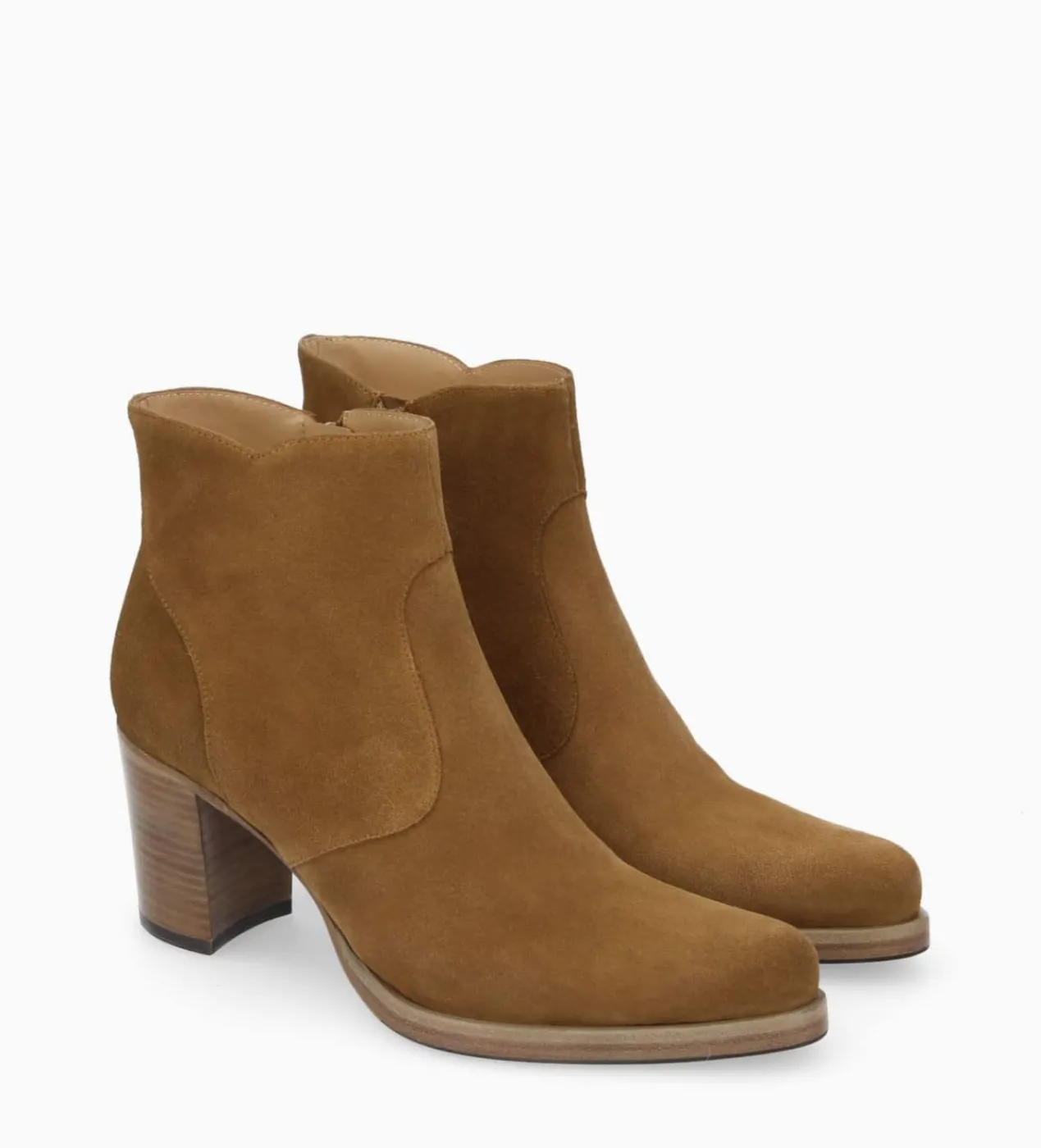 FREE LANCE Paris Bottine à talon à zip - Paddy 70 - Cuir velours - Sienna Outlet