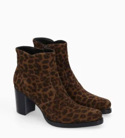 FREE LANCE Paris Bottine à talon à zip - Paddy 70 - Cuir velours - Léopard Cheap