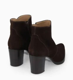 FREE LANCE Paris Bottine à talon à zip - Paddy 70 - Cuir velours - Marron foncé Marronfoncé Store