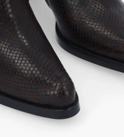 FREE LANCE Paris Bottine à talon à zip - Paddy 70 - Cuir imprimé serpent - Café Cheap