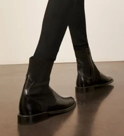 FREE LANCE Paris Bottine chelsea - Harri 25 - Cuir de veau lisse brillant/Maille - Noir Best Sale