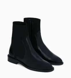 FREE LANCE Paris Bottine chelsea - Harri 25 - Cuir de veau lisse brillant/Maille - Noir Best Sale