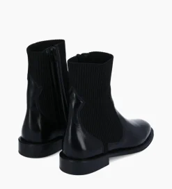 FREE LANCE Paris Bottine chelsea - Harri 25 - Cuir de veau lisse brillant/Maille - Noir Best Sale