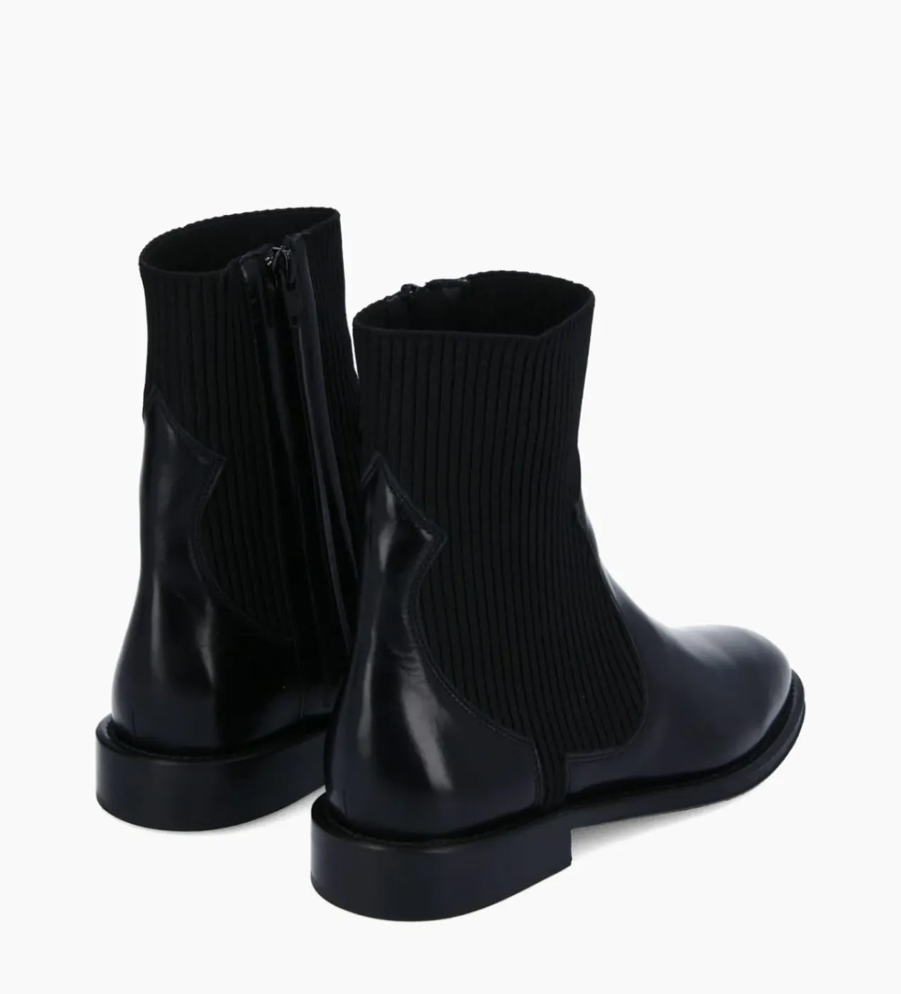 FREE LANCE Paris Bottine chelsea - Harri 25 - Cuir de veau lisse brillant/Maille - Noir Best Sale