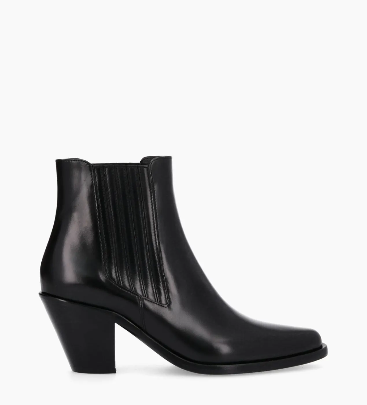 FREE LANCE Paris Bottine chelsea à talon - Jane 70 - Cuir de veau lisse - Noir Fashion
